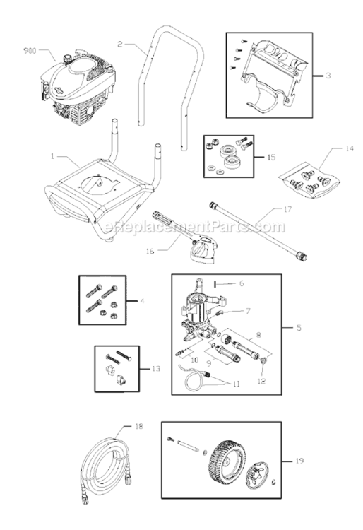 Page A Diagram and Parts List for 020400-0  Briggs and Stratton Pressure Washer